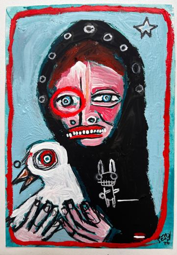 Lady with hen