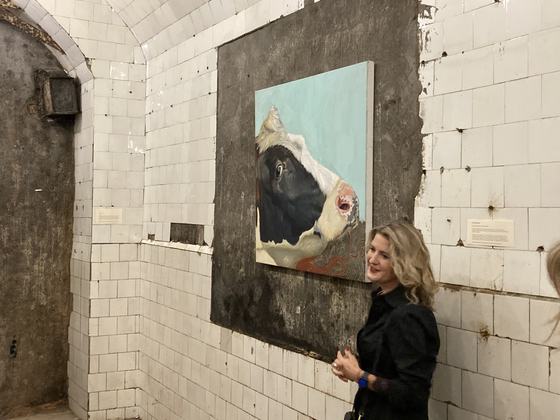 The artist and her cow